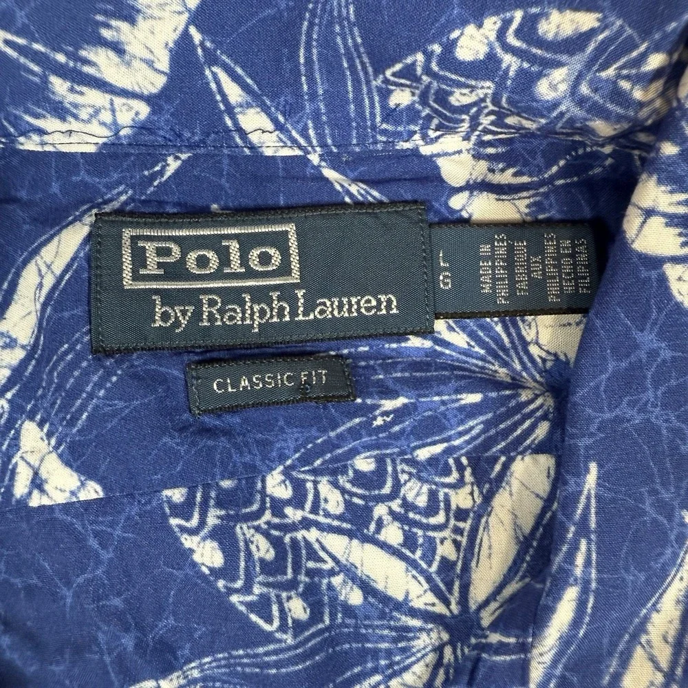 New Polo Ralph Lauren Shirt Mens L‎ Blue Classic Fit Hoffman Camp Hawaiian $168